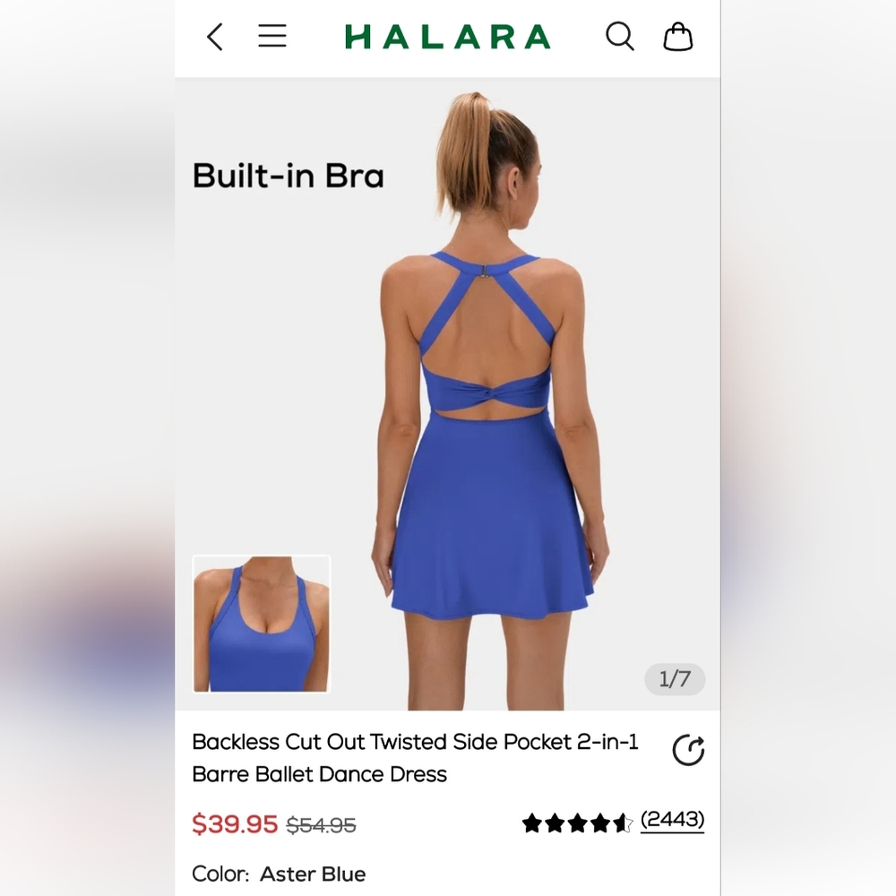 Halara backless twist dress in XL Aster Blue